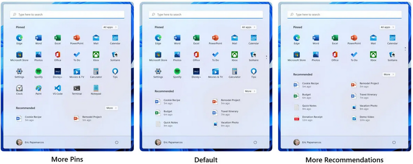 В Windows 11 можно будет кастомизировать меню «Пуск»
