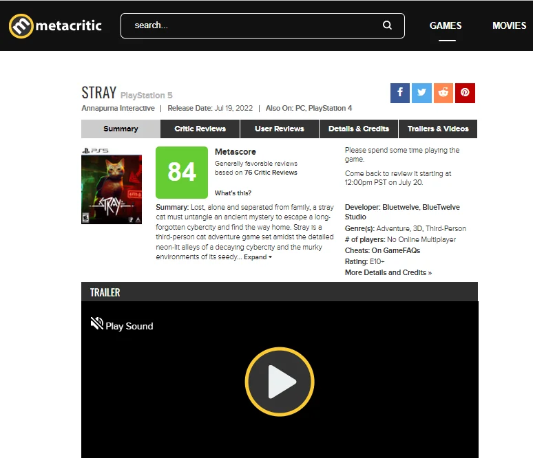 Stray – симулятор жизни кота в мире киберпанка