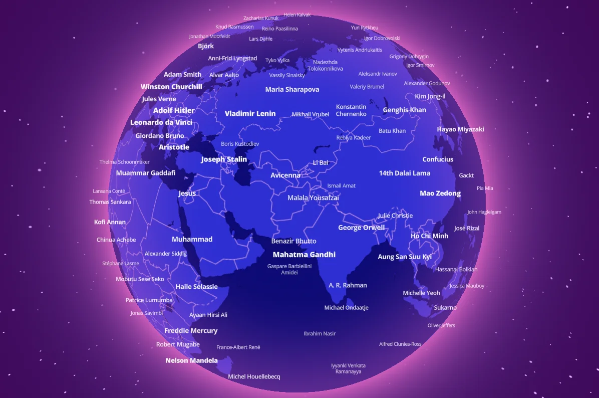 Географ создал интерактивную карту с местами рождения знаменитостей