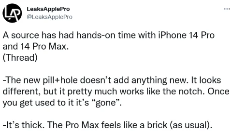 Инсайдер поделился положительными впечатлениями о старших моделях iPhone 14 с другим инсайдером