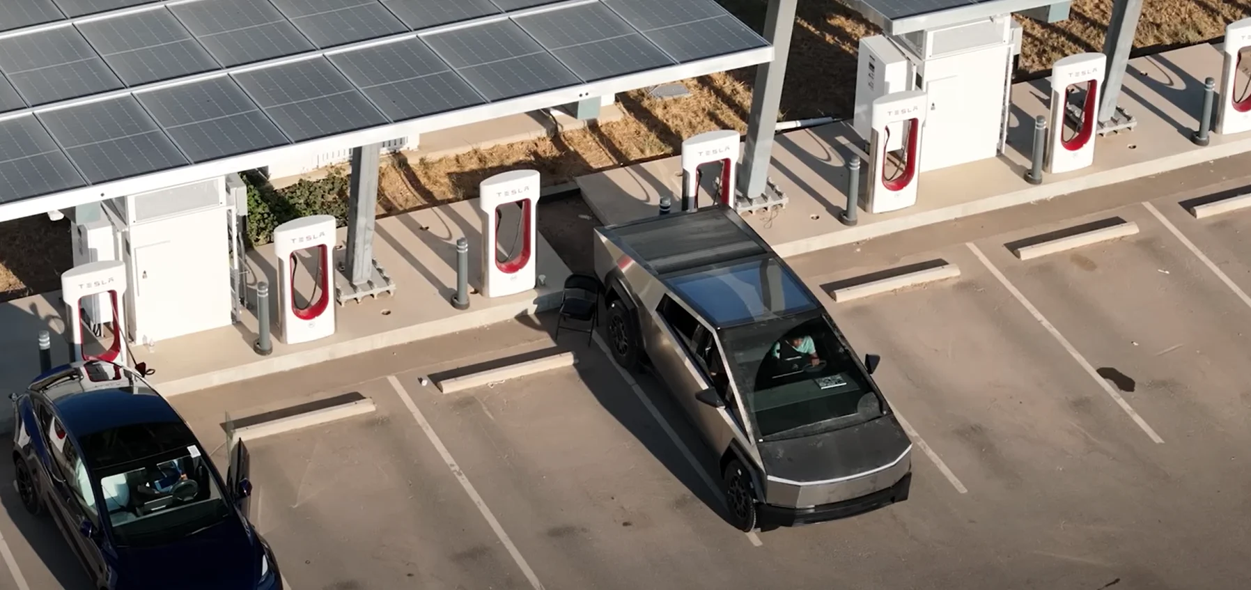 Tesla Cybertruck caught on drone camera