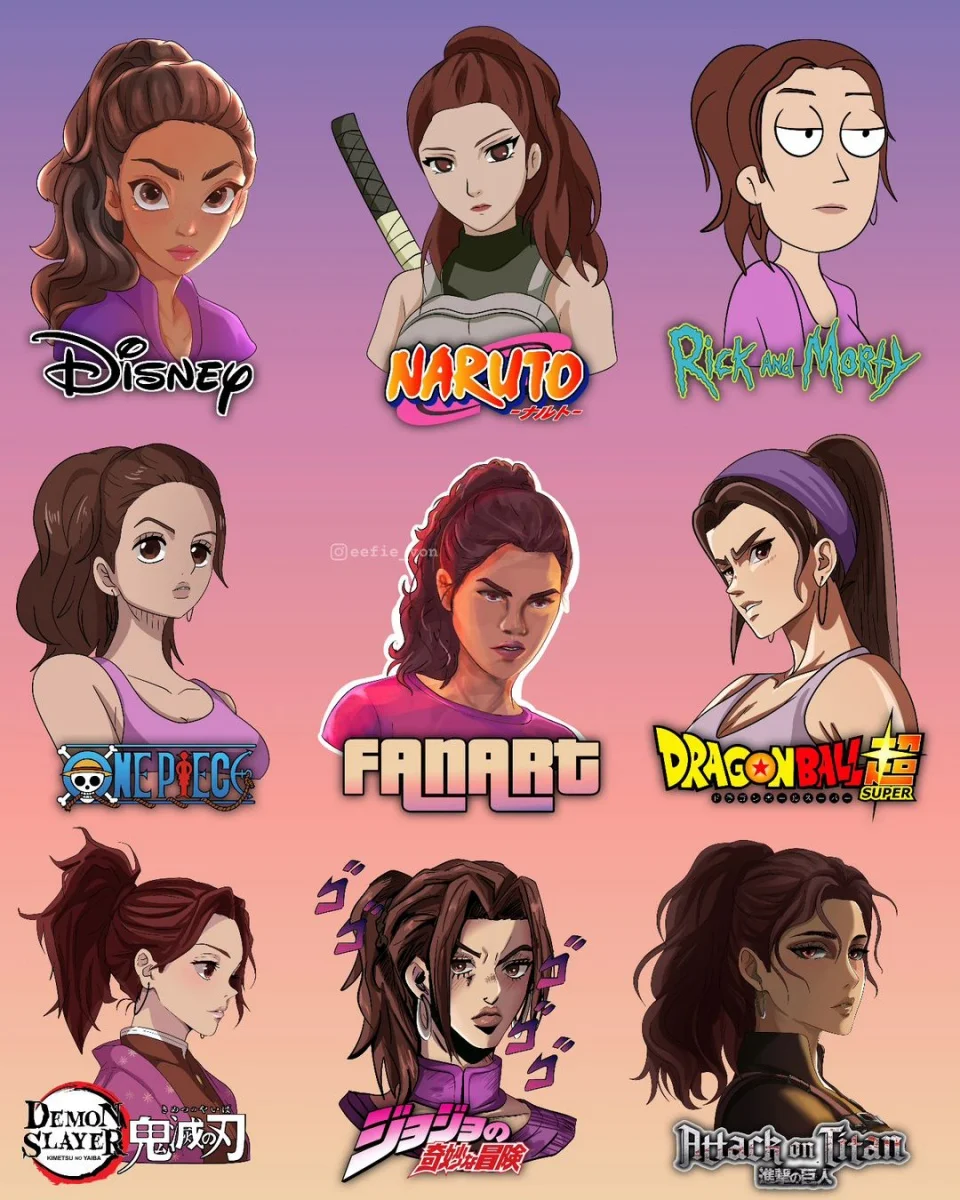 Люсию из GTA 6 изобразили в различных анимационных стилях