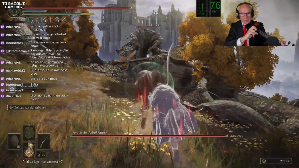 Стример проходит Elden Ring на скрипке