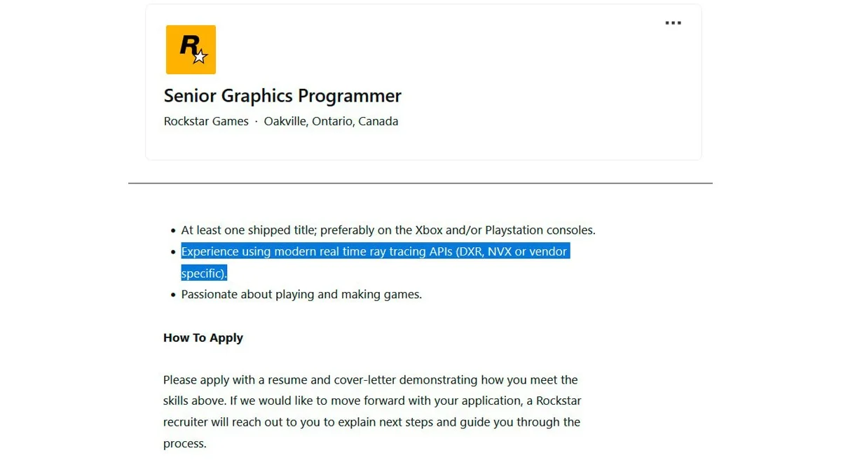 В GTA 6 может появиться трассировка лучей