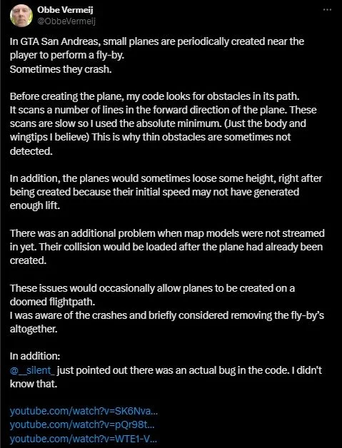 Не прошло и 20 лет. Один из разработчиков GTA: San Andreas рассказал, почему часто рядом с главным героем происходили авиакатастрофы