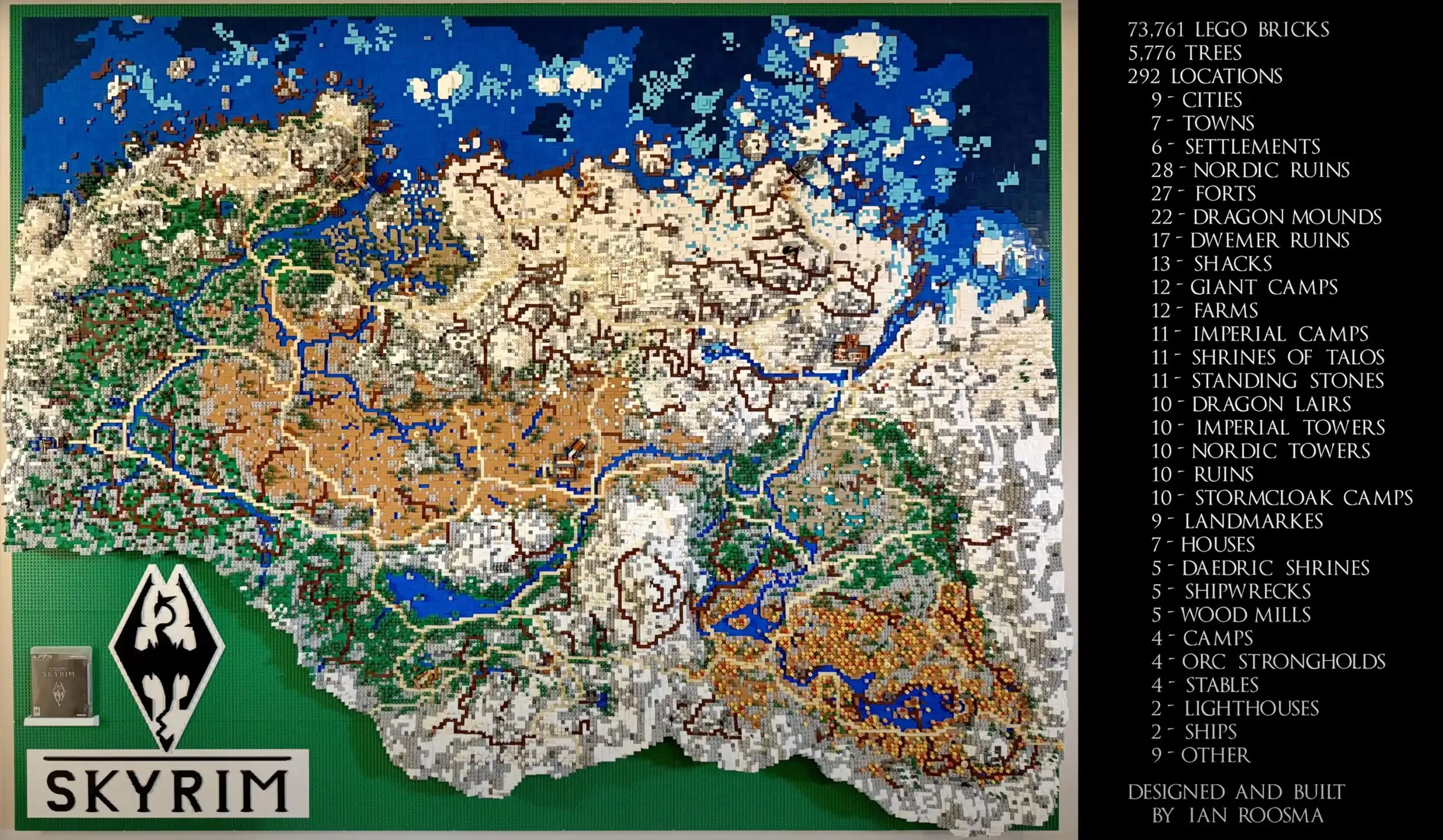 Фанат Skyrim воссоздал карту игры из LEGO — проект занял более трёх лет