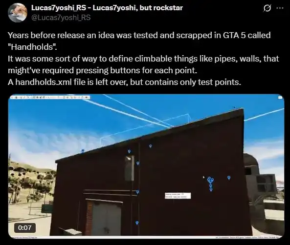 В Grand Theft Auto 5 обнаружены следы нереализованной механики лазания