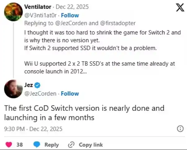 Insider: Call of Duty is almost ready for release on Switch 2
