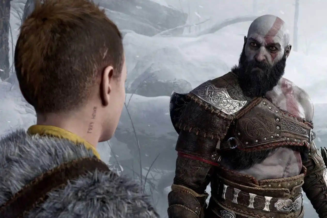 The first image of the God of War series has been released: Kratos and Atreus are behind the camera
